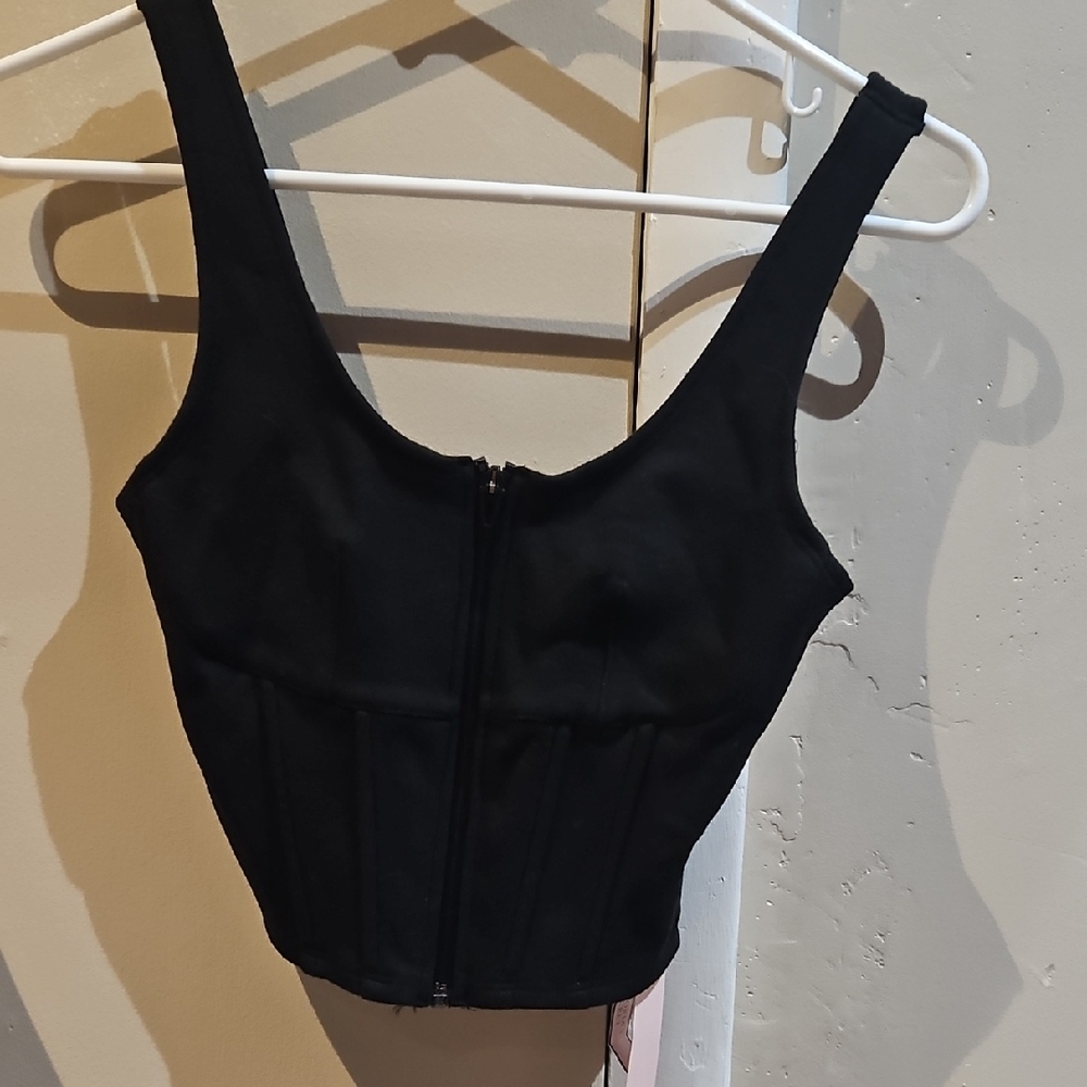 Victoria's Secret Black Zip-Front Bustier Camisole